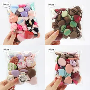 Mini Random Finger Sponge Set 50pcs Makeup Sponges Beauty Sponge for Bb Cream Foundation Concealer, Water Activated Non-Latex Dual-Use, All Skin Types Sponge Pads