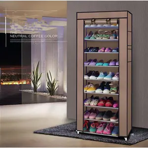Fashionable Room-saving 9 Lattices Non-woven Fabric Shoe Rack Coffee