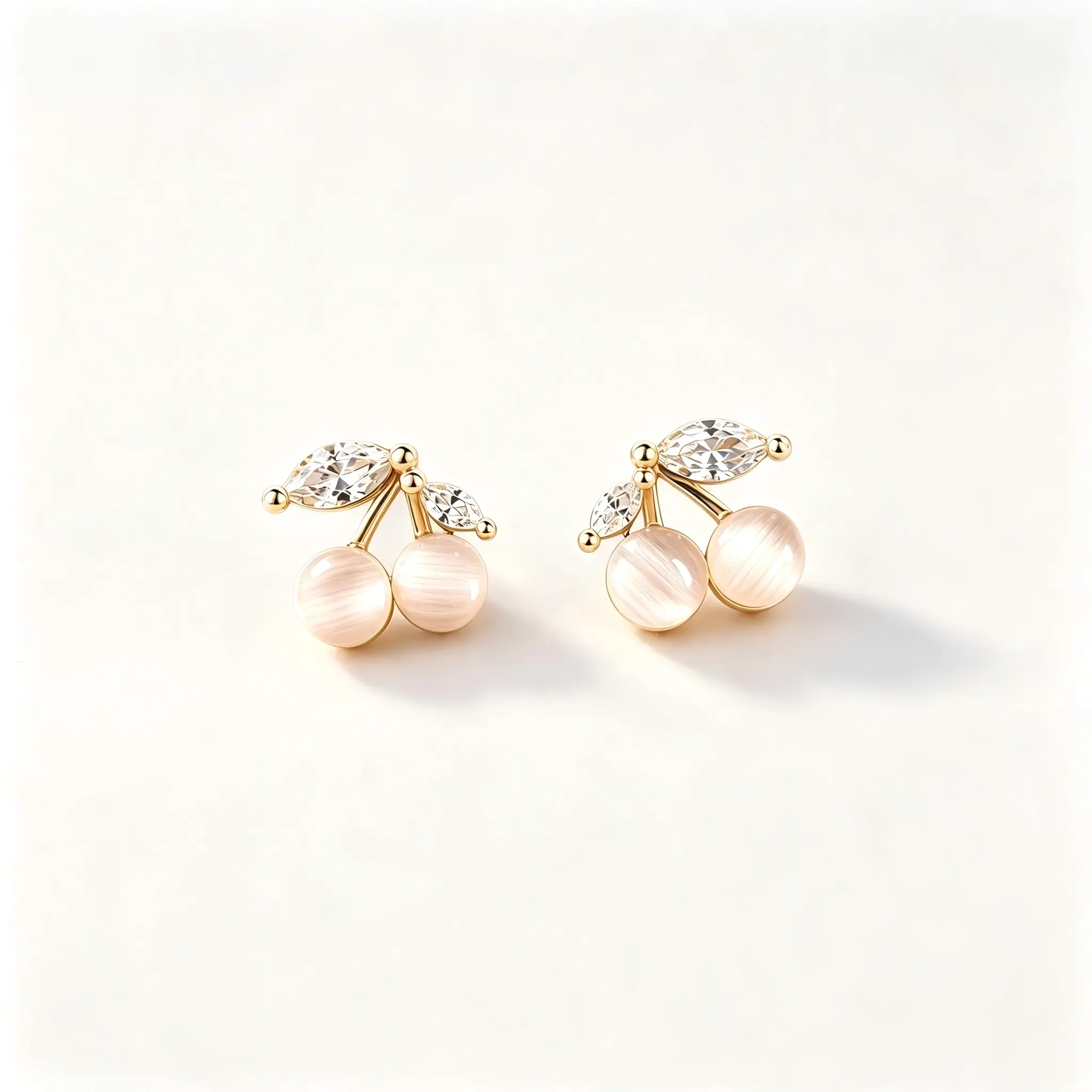 Women's Gold-Plated Sweet Cherry Stud Earrings with Artificial Gemstones - Cute Fresh-Style Costume Jewelry, Daily Casual Accessories, Ideal Gift Option