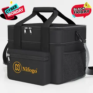 Lunch Bag Double Deck Multi functional lunch bag 15L- Leakproof Insulated Soft Large Adult Insulated Lunch Bag, Holds Anything Insulated Bag, Tote fit  fresh large lunch bag lunch box tote bag