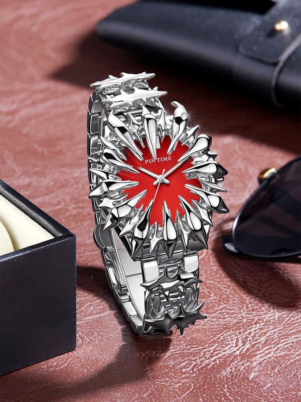 Handmade Quartz Analog Watch, Original European Style Vampire Dragon Scale Spike Design, Unisex Small Batch Wristwatch, Unique Jewelry Accessory