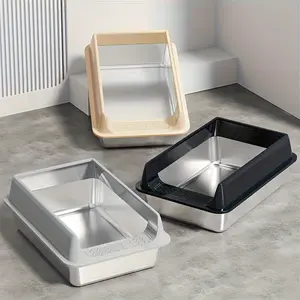 Brand new semi-enclosed stainless steel cat litter box, available in various sizes and colors for you to choose from, and comes with a cat litter scoop