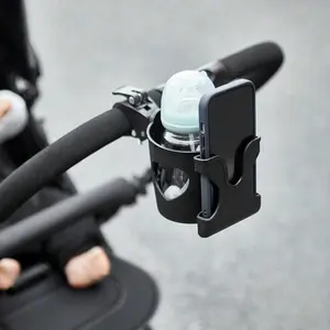 Baby Stroller Cup Holder with Phone Holder, 2-in-1 Stroller Cup Holder, Universal Stroller Accessory for Uppababy, Nuna, Doona, Bicycle and Wheelchair Use
