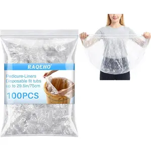 100PCS Pedicure Liners Disposable - Plastic Footsie Footbath Foot Soak Bath Spa Pedicure Bowl Liners Disposable Cover Bags for Feet Basin Soaking Bucket Tub Productos Para Pedicura Spa Supplies