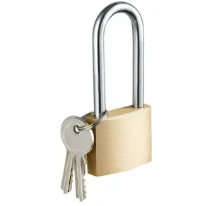 Solid Brass Padlock, 1-9/16 in. Wide, 2-1/2 in. Shackle, Gate Lock for Outdoor Fence, Sheds, Storage, Garages, 1 Pack