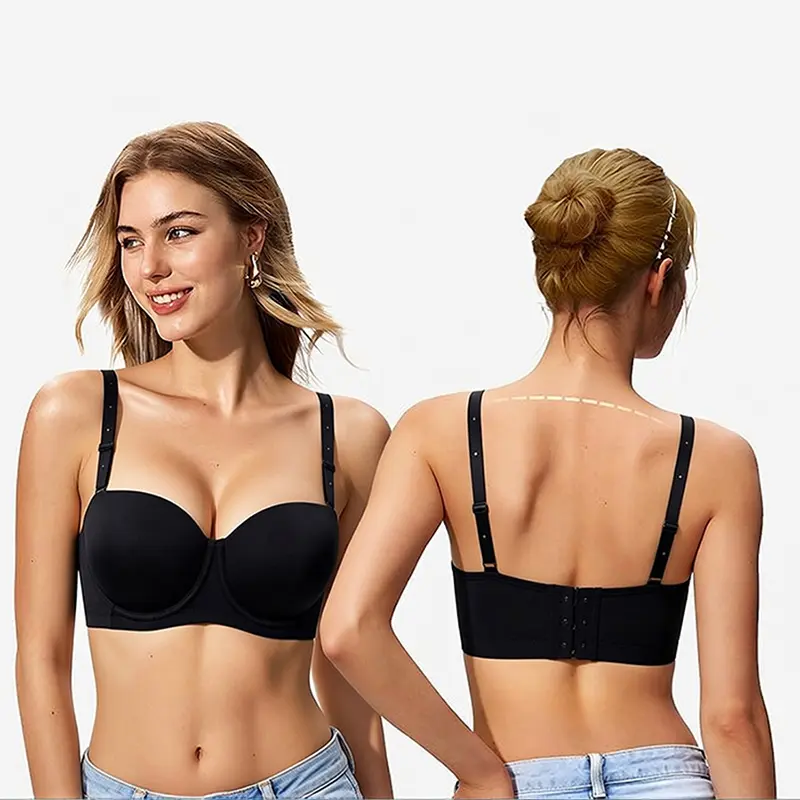 WMBras Women's Non-Slip Bandeau Strapless Bras With Comfortable Seamless Tube Top Soft Wireless Bra 6 Ways to Style