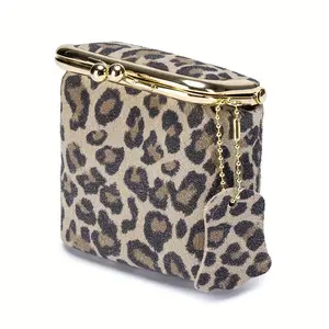 Mini Leopard Print Coin Purse for Women, Multi-Functional Zipper Pocket for Lipstick and Cards, Clip Design for Home and Travel, Stylish Wallet, Ladies Wallet