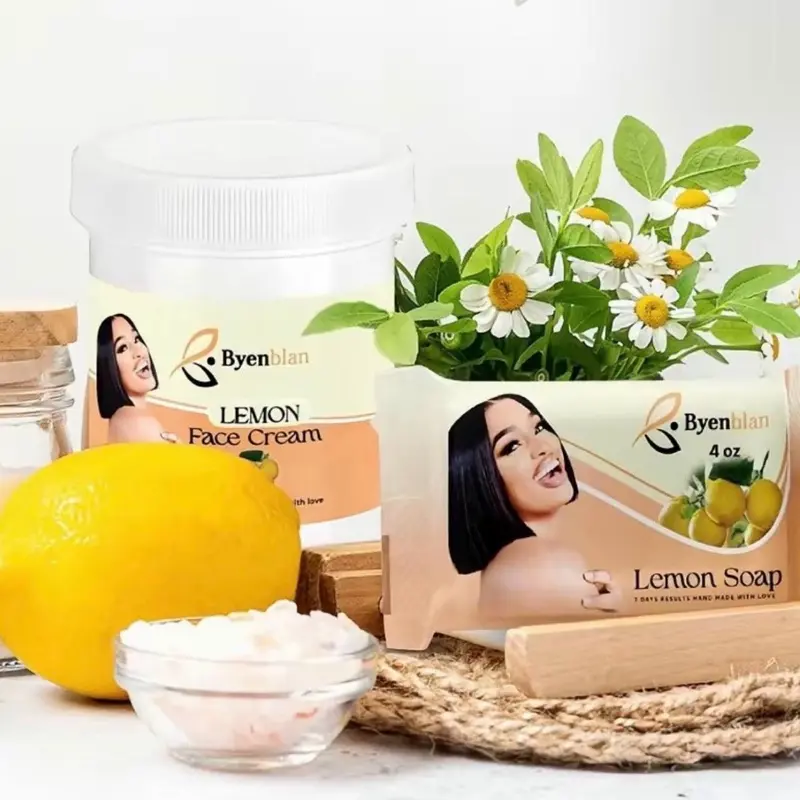 Byenblan incomparable lemon set.   4oz Lemon face cream and 7oz face and body soap.