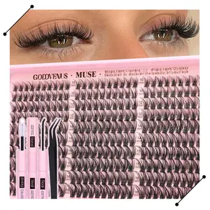 Goddvenus Muse Lash Clusters Kit Wispy Natural DIY Extension Daily Flawless Look 10-16mm for Clean Makeup Lightweight Eyelash Eyelashes Beginner Friendly