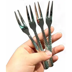 Stainless Steel 5.27 Inch 4 Pcs Small Dessert Appetizer Cocktail Forks for Fruit Salad Cake