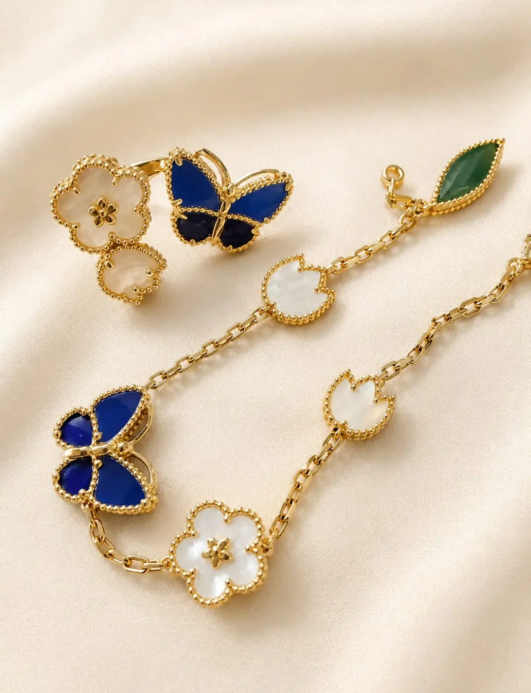 Butterfly Clover Charm Bracelet