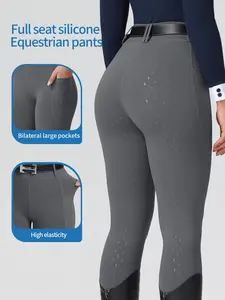 Women's Equestrian Pants with Side Pockets, Non-Slip Durable Silicone, High Elasticity Quick-Dry Breathable, Professional Riding Gear