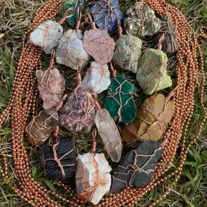 Focus Crystal Necklace in copper with pure copper ball chain