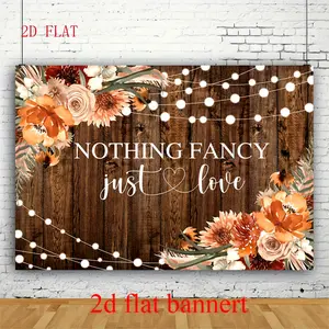 2D flat banner, rustic autumn love theme wedding backdrop, 82.7x59inch - Polyester floral and brown banner, suitable for bridal parties, birthdays, and camera booth wedding decorations