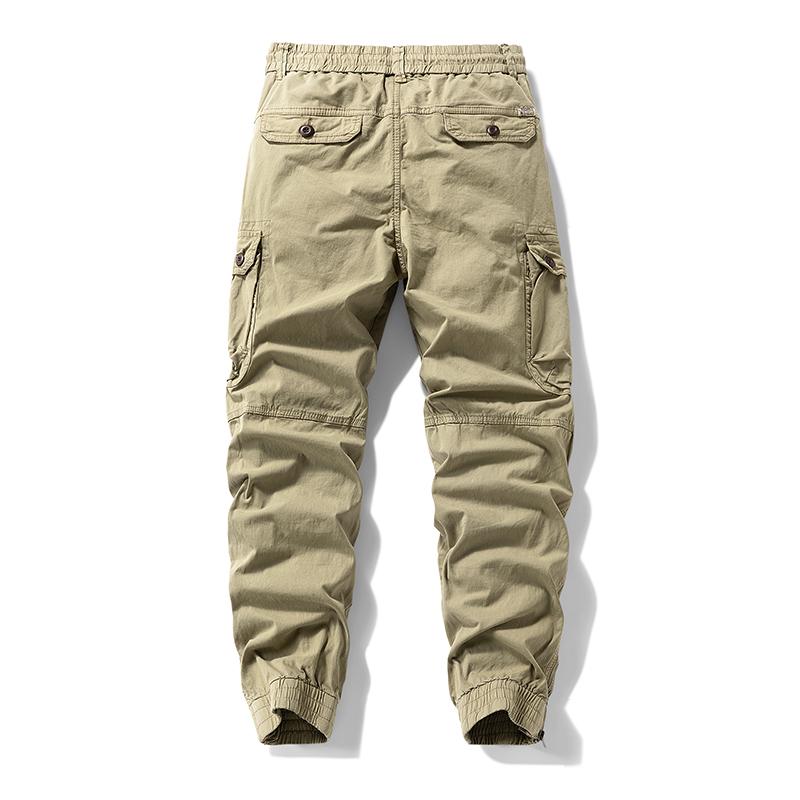 Versatile trendy functional cargo pants for men — drawstring cuffs, multiple pockets, retro outdoor casual style Versatile trendy functional cargo pants for men — drawstring cuffs, multiple pockets, retro outdoor casual style