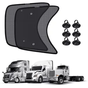retractable side window shade for truck , Upgraded 2PCS Side Window Sun Shade for Semi Truck, 23.6x21.6inch Side Window Shade for RV Semi Truck,Volvo VNL,International Trucks,and Freightliner,Sunshade with Suction Cup, UV Protection windshield sunshade