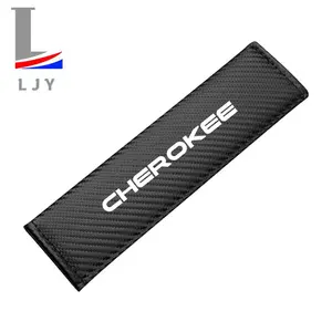 Jeep Cherokee Carbon Fiber Striped Seat Belt Shoulder Pads, Easy Installation, Convenient to Clean and Maintain, Car Accessories
