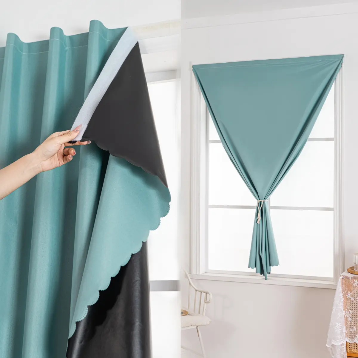 Magic Tape Blackout Curtains, Polyester Privacy Curtain, Home Decoration Curtain, Easy Install Light Blocking Drapes for Bedroom Living Room Kitchen Party Decor Indoor Decoration Accessories Blackout Window Cover