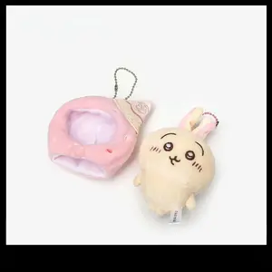 10cm Kawaii Chiikawa Strawberry Ice Cream Hachiware Usagi Keychain, Backpack pendant, Plush toy head cover, removable