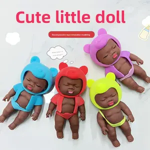 Slow-rebound black and white doll, ugly-cute toy, squeeze toy, palm-sized rubber black plush doll, super stress-relieving and unbreakable Kawaii Squishy
