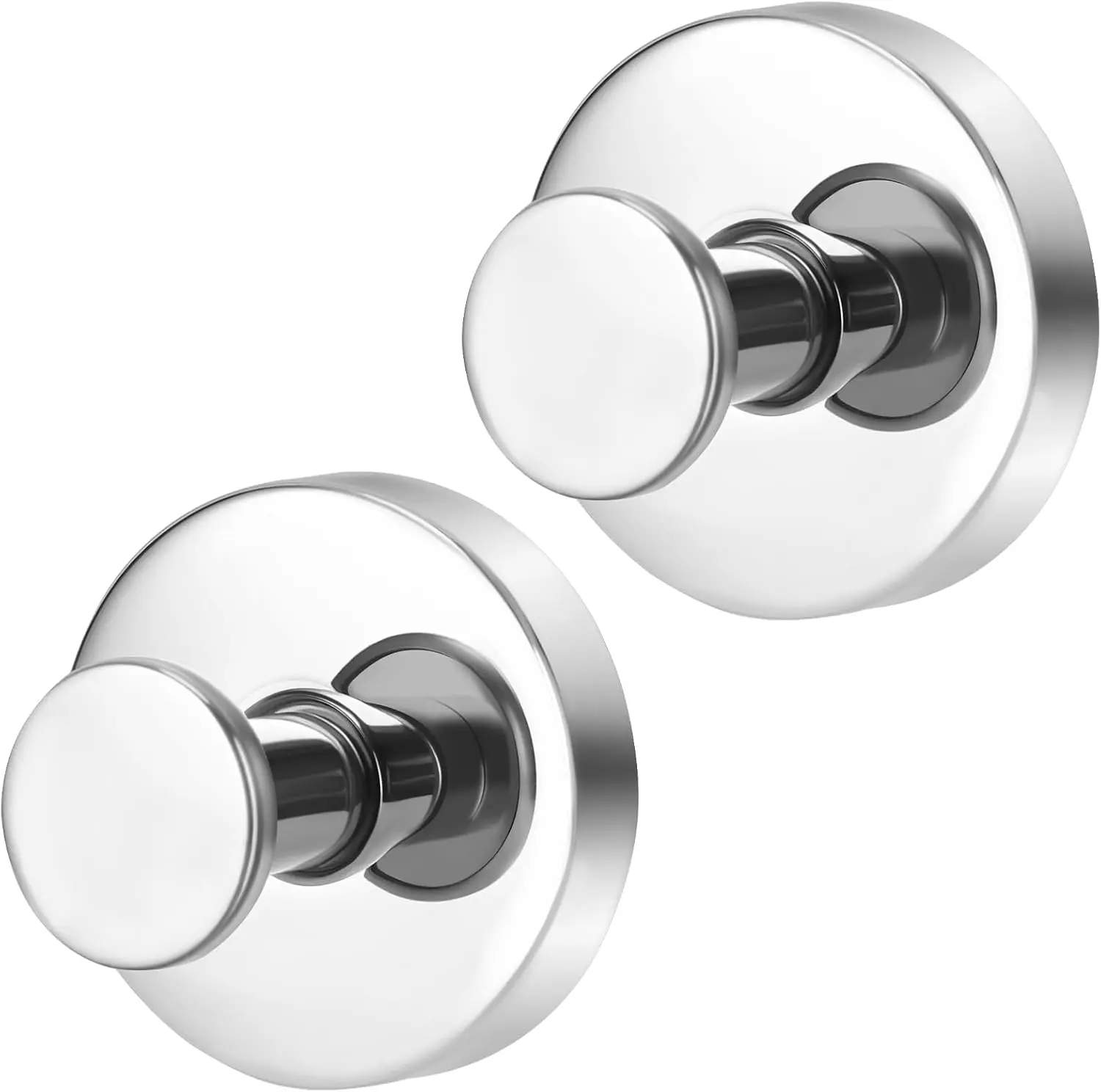 2-Pack Heavy Duty Chrome Metal Suction Cup Hooks, No-Drill No-Damage Installation Smooth Walls Mount, Stylish Bathroom Fixtures, 15 lbs Capacity for Shower, Kitchen