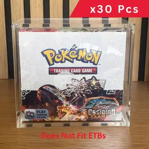 Pokemon Booster Box Acrylic Display Case  99% UV Resistant Magnetic Lid 30 Count