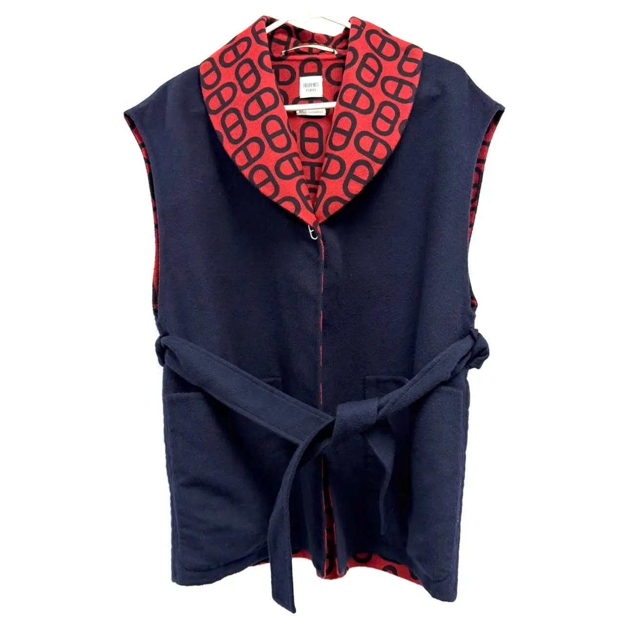 CALUXA Hermès blue red double-sided wearable vest size 38