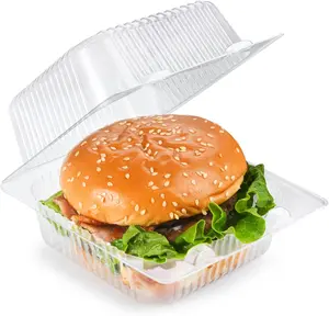 100 Pack Clear Clamshell Food Containers, Disposable Plastic Hinged Clamshell Take Out Container with Lids, To Go Food Containers for Dessert, Hamburger, Cakes Slice, Cookies, Salads, Snacksetc