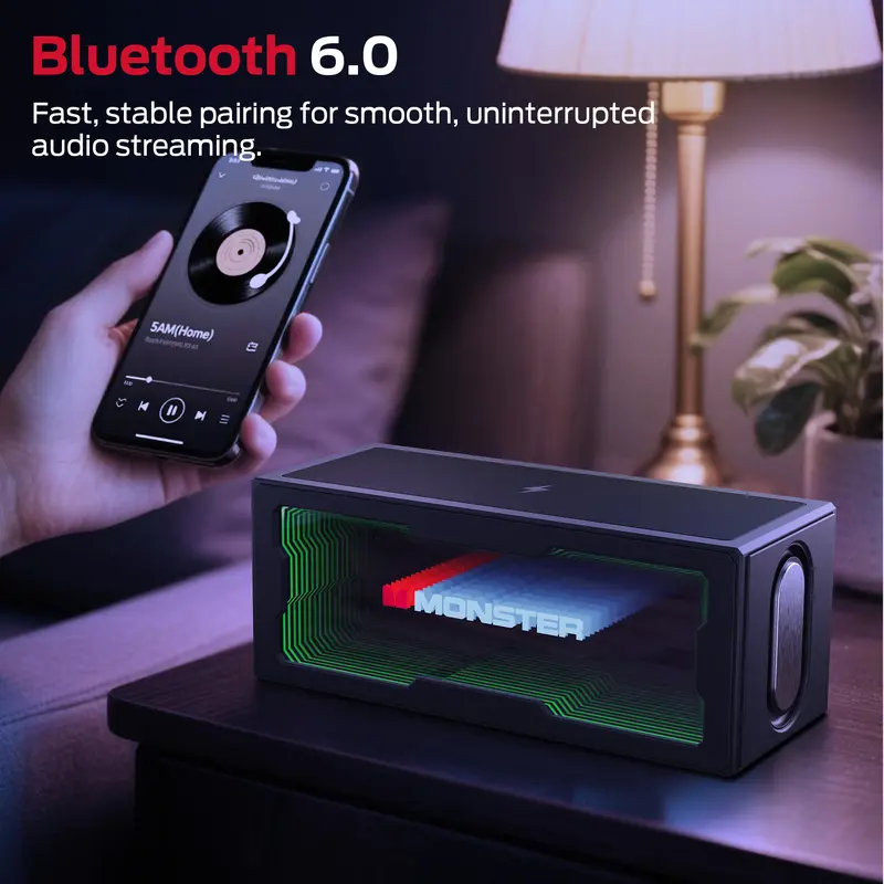 Monster S280 Compact Portable Bluetooth Speaker with 40W Stereo Sound, Bluetooth 6.0, 3D LED Light Show, Wireless Charging Station, Hands-Free Calling, USB/AUX/TF Card Support, Adjustable Pad for Devices, Home & Party Use - TikTokShopBackToSchool, Audio,, Monster S280 Compact Portable Bluetooth Speaker with 40W Stereo Sound, Bluetooth 6.0, 3D LED Light Show, Wireless Charging Station, Hands-Free Calling, USB/AUX/TF Card Support, Adjustable Pad for Devices, Home & Party Use - TikTokShopBackToSchool, Audio,,