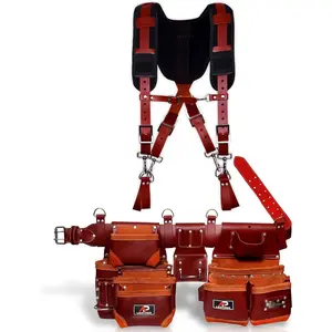 Real cowhide oil tanned Leather Tool Belt/pouch/framer Set with Suspender for Men/women Carpenters, Framers, Electricians, & Construction Work.