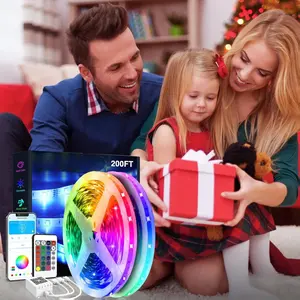 LED Strip Lights 200 ft 2 Rolls of 100 ft Ultra Long Smart Light Strips with App Voice Control Remote RGB Music Sync Color Changing Lights for Bedroom Kitchen Party Home Decoration