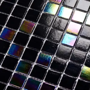 11.5sqft Iridescent Black Mosaic Tiles for Bathroom Floor and Wall, Kitchen Backsplash, Shower and steam Areas, Fireplace, Restaurants, Hotels, Laundry, Swimming Pool (10pcs, Rainbow Black)