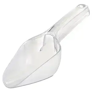 Plastic Utility Ice Scooper 6-Ounce Clear Dishwasher Safe for Weddings, Bar, Ice Bucket, Kitchen & Popcorn Use Utensils
