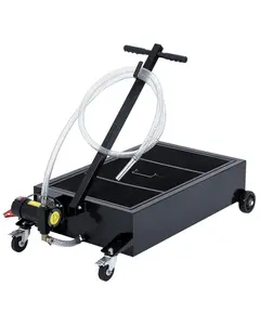 GARVEE 20GAL Oil Drain Pan with 12V 180W Electric Pump, Metal Oil Change Pan Cart Featuring 8FT Hose & Folding Handle for Cars, SUVs, Trucks, Buses, and RVs in Black