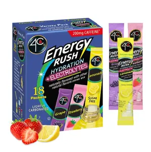 4C Energy Rush PSD with Electrolytes 18ct Variety Pack Stix (Lemonade/Strawberry/Grape - 6 of each stix)