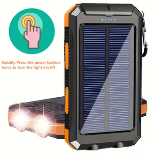 Solar Charger-10000mAh Solar Charger Power Bank -Portable Solar Phone Battery Panel Charger, QC3.0 Dual USB Port Battery Pack Charger Portable For All Cell Phones & Electronic Devices- Long Lasting, Travel Camping, LED Flashlight