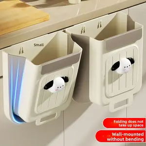 Foldable Hanging Kitchen Trash Can, Touchless Slim Garbage Bucket, Space-Saving Duty Waste Storage Accessory for Home plastic