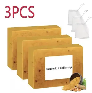 3PCS Turmeric Soap,Deep cleansingSoap,Moisturizing Soap For Face &Body,Body wash & Soap For Women& Men jabon curcuma Body CareComfort Skin Care acid kojic glow bar nurture Moisturizer Cleanser Acne Lemon