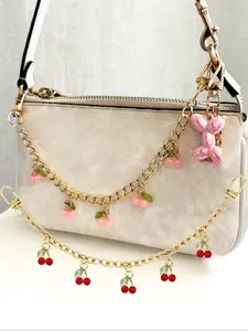 Cherry Decor Chain Bag Charm, Bag Underarm Cherry Purse Charm, Bag Decoration Accessories, Cherry Decorative Chain Charms, Zinc Alloy Extension Strap, Versatile Handbag Accessory for Women, Bag Pendant
