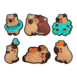 Capibara Silicone Charms Cartoon Pattern, DIY Decoration for Holey Shoes and Bags, Summer Accessory with Buckle, Fun and Stylish