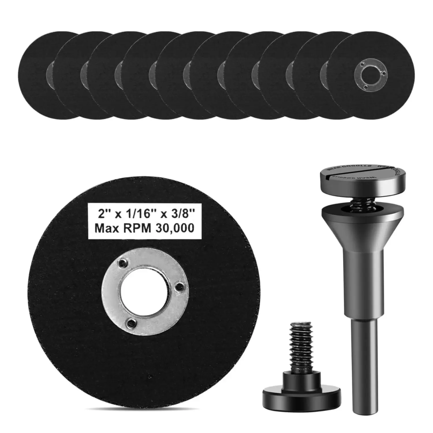 11Pcs Alumina Resin 2" Dia. High Speed Die Grinder Cut-Off Wheels Set Pack, 3/8in Arbor Hole, 1/4in Stem Mounting Mandrel Holder, for Air Grinders Drill Rotary Tools - Home Improvement Building Supplies
