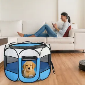 Portable Foldable Pet Tent Exercise Cat Playpen for Indoor Cats Enclosed, Portable Foldable Dog Playpen Outdoor Tent Crate Cage with Zipper Top Cover Door for Kitten Puppy Outside Rv Car Camper