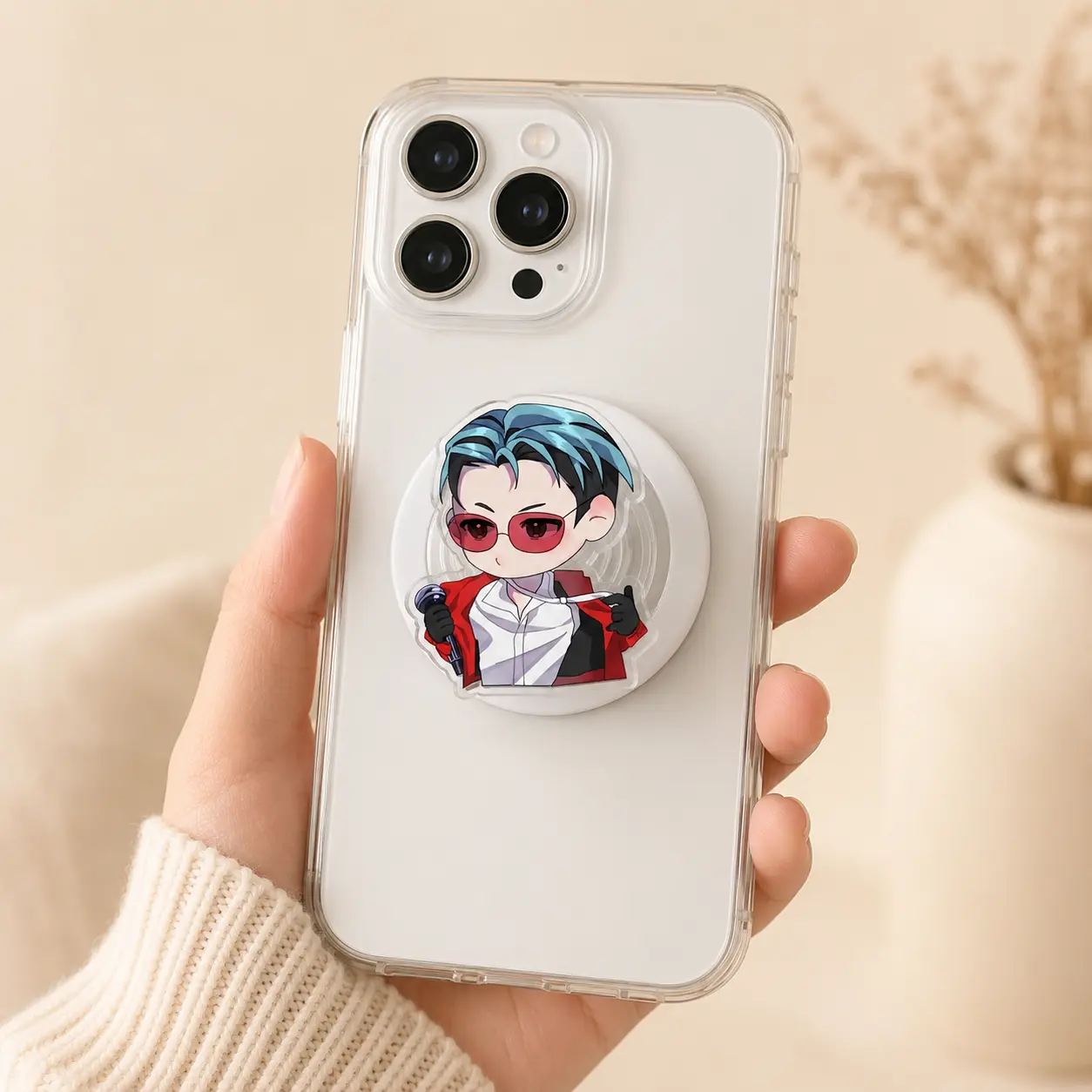 K-Pop Fashion King Chibi MagSafe Phone Grip – Magnetic Phone Holder & Kickstand – Stylish Fan Gift