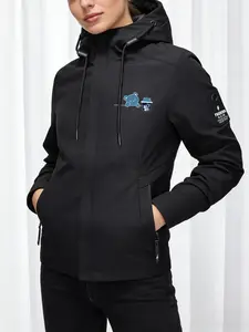 Women's Hooded Windbreaker Jacket Bear Milk Tea Cartoon Print Outdoor Jacket Multi Color Options Hooded Loose All Season Warm Wind Coat Ideal for Daily Commute Hiking Climbing Wear Skin Friendly Breathable Machine Washable