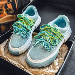 Men's 2025 High Street Fashion Shell Toe Sneakers - Thick Sole Height Increase Low Top Casual Shoes with Bright Rainbow Laces, Unisex, Closed Running Training Shoes Boy Trainer Runner Athletic