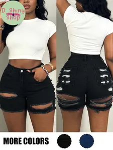 Fashionable Summer Plus Size Ripped Sexy Denim Shorts for Women, Stylish and Comfortable Casual Wear for Hot Weather
