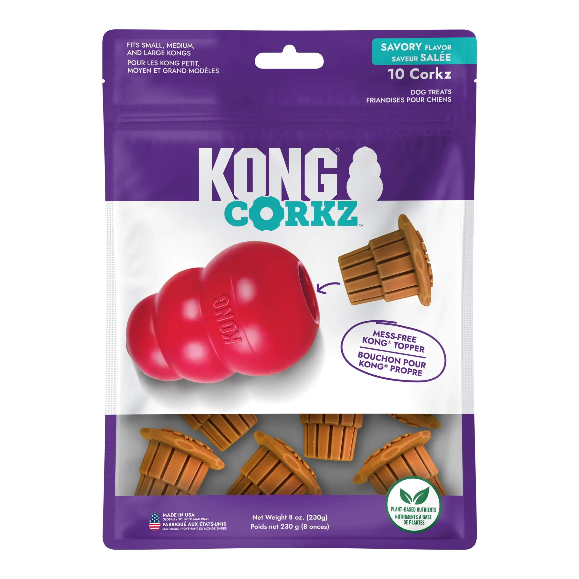 KONG Corkz Savory Plant Based Stuffing Topper Dog Treat for, Compatible with KONG Classic Toys, Small Medium and Large