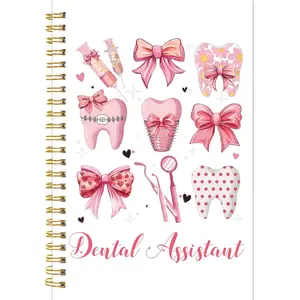 Dental Assistant Spiral Notebook - Teeth Pink Bow Journal Dental Assistant Must Haves Dentist Gifts for Coworker School Office Stationary Supplies 5.5 X 8.3 Inches