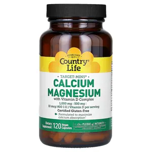 Country Life Target-Mins, Calcium Magnesium with Vitamin D Complex, 120 Vegan Capsules
