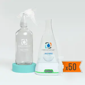 Force of Nature Year Supply Bundle Multi-Purpose Household Cleaner w/Glass Bottle, Disinfectant & Deodorizer Spray - Eco-Friendly, Toxin-Free All-Purpose Natural Cleaning Supplies - Reusable Glass Bottle, 50 Refills - Kills Mold